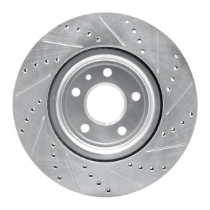 Ford Explorer Brake Rotor (1) - Front Left - R1 Concepts - Drilled & Slotted - Silver - `11-`19